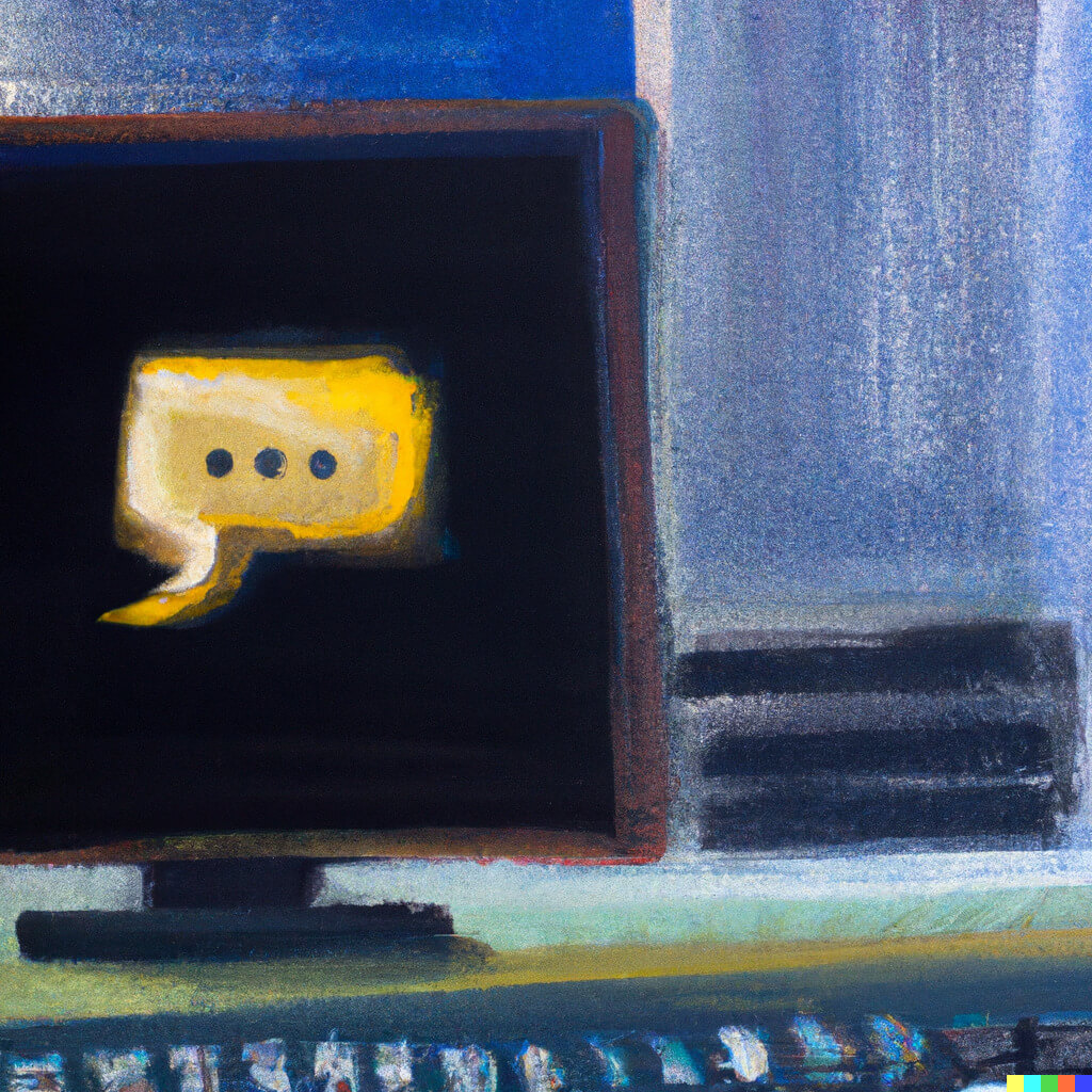 DALLE-oil-painting-of-a-computer-with a-chat dialog on the screen.png
