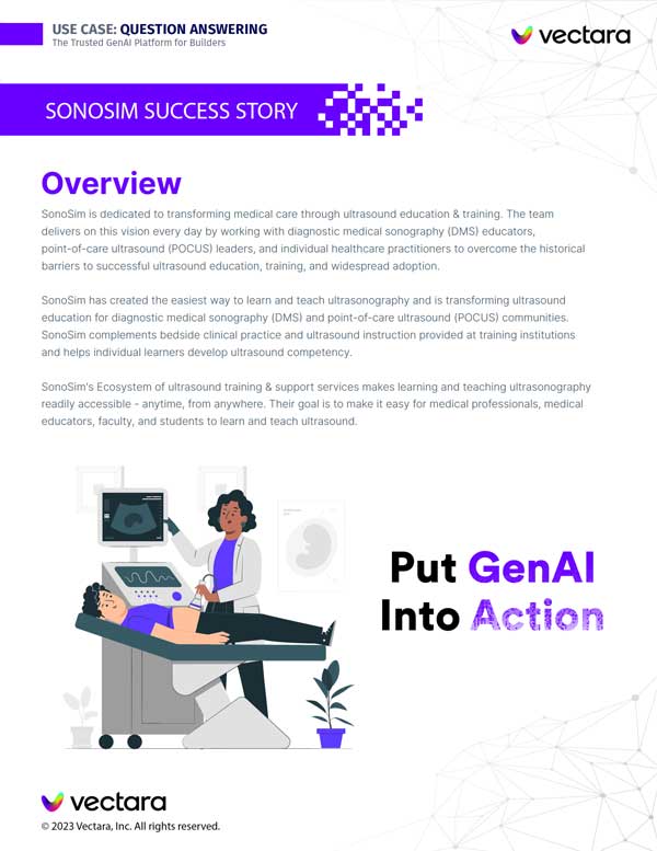 SonoSim Success Story with Vectara's GenAI Platform - Cover