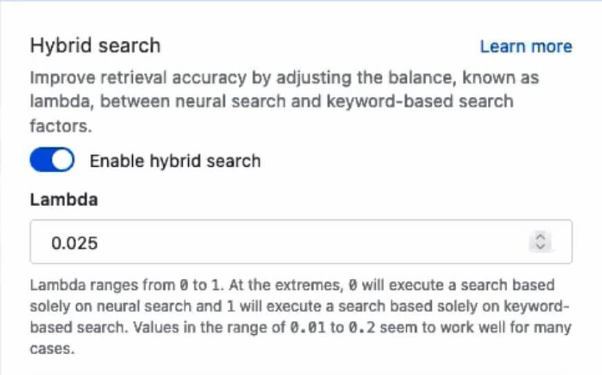 Hybrid Search Accuracy Adjusted by Lambda