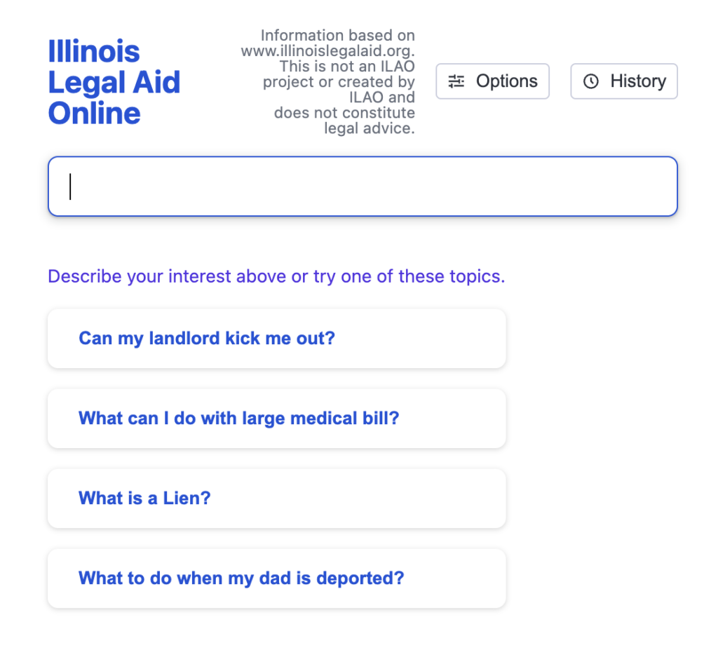 Ask Illinois Legal Aid Online Sample App by Vectara