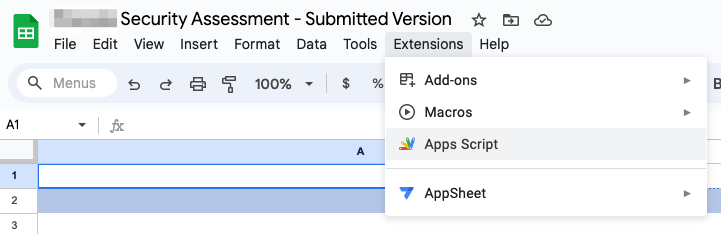 Adding a Google Sheets Apps Script Extension